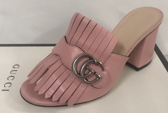 Gucci Shoes - NIB Gucci Marmont GG Pink (Wild Rose) Leather 75mm Sandals 36.5EU/6.5US $860.00